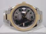 Rolex Replica Watches Wimbledon Datejust II 2-Tone Gray Green Roman Face  41mm